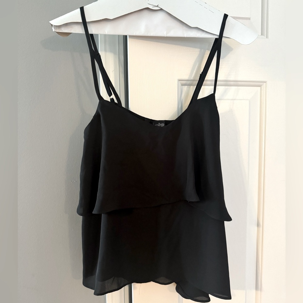 NWT Flowy Spaghetti Stap Black Top - Size Small